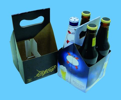 Corrugated 4 Bottle Cardboard Wine Carrier Flexographic Printing Matt Lamination